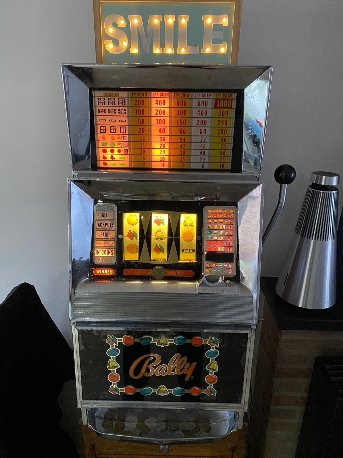 Bally 807 gokkast eenarmige bandiet uit de jaren 60., Overige munten, Ophalen, Gebruikt