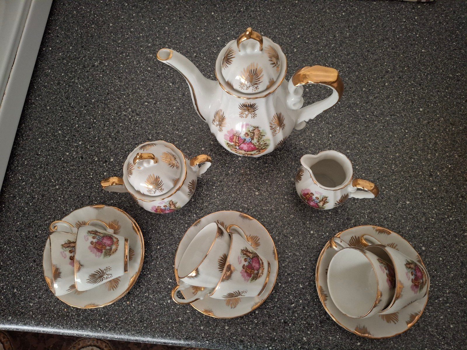 Vintage Krone Porzellan Theeservies - Romantisch Decor, Ophalen of Verzenden