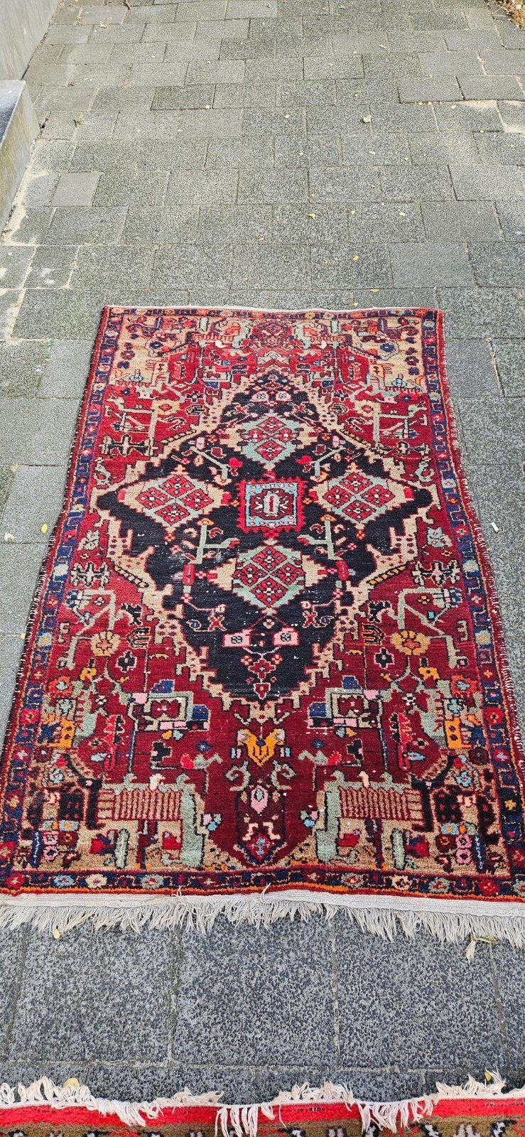Vintage Vloerkleed Oosters Tapijt, Ophalen, Gebruikt, 150 tot 200 cm, 200 cm of meer