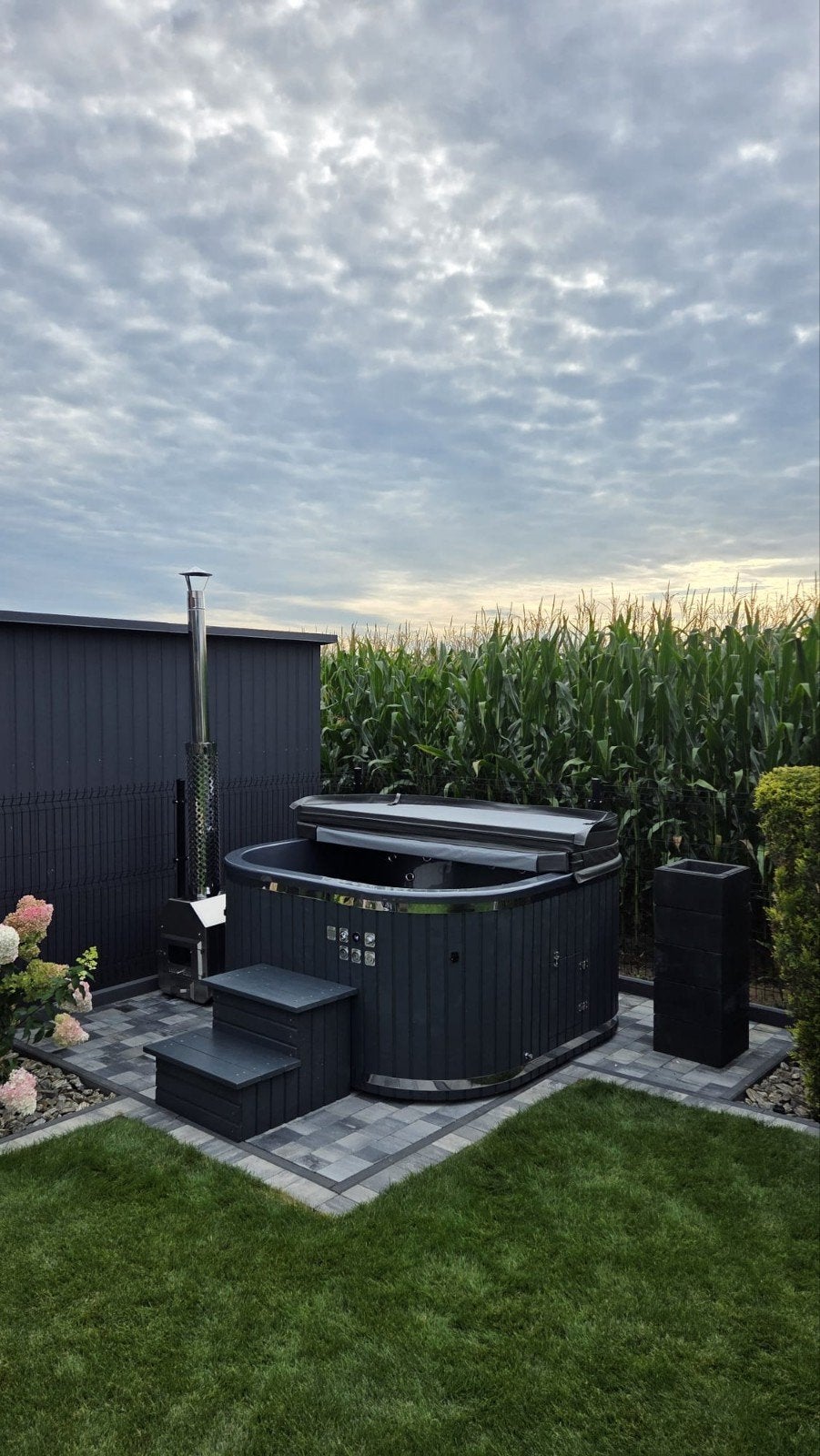 Luxe vierkante hottub 202x202 acryl – Met kachel en hydromas, Ophalen of Verzenden, Nieuw