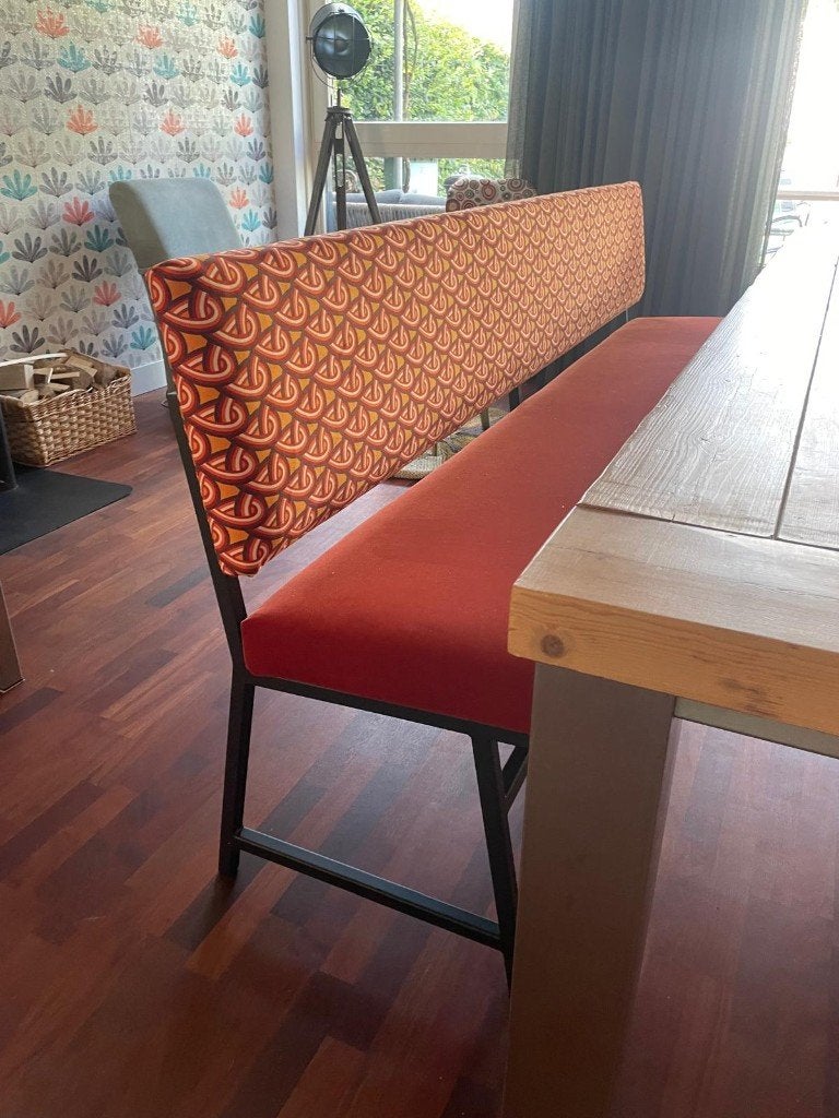 stalen eetkamerbank met stof naar wens, Verzenden, Nieuw, Hout