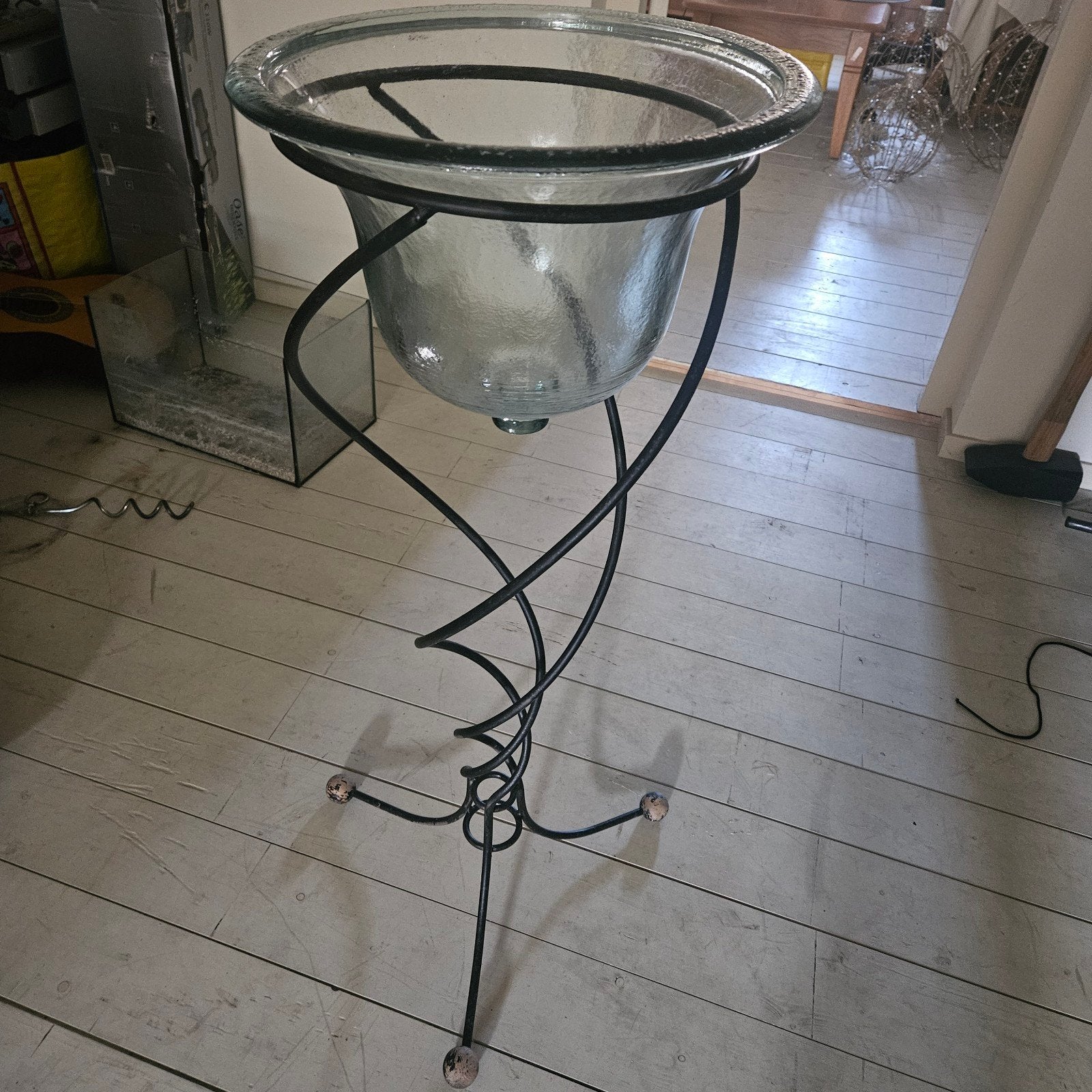 Glazen pot op standaard - Decoratieve schaal, Huis en Inrichting, Ophalen, Gebruikt, Meerkleurig, Overige stijlen