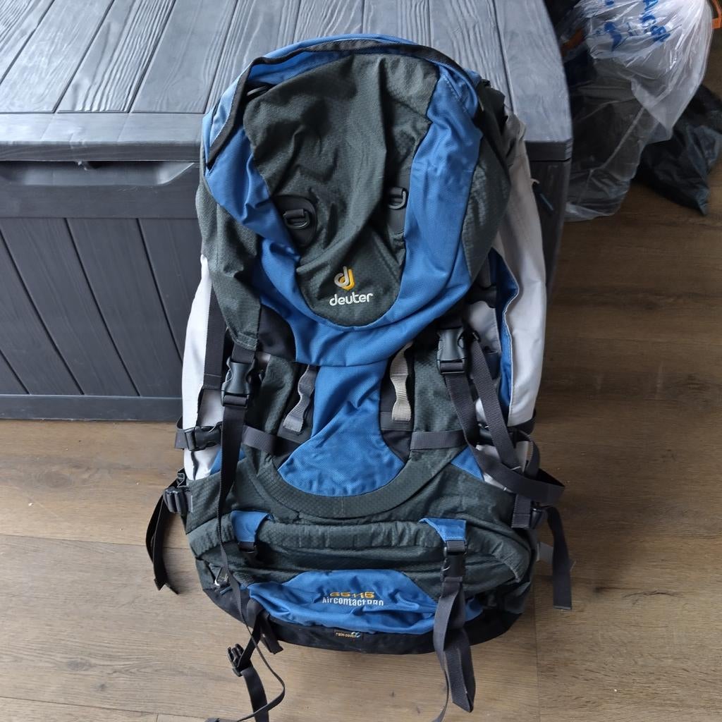 Deuter Aircontact 60+10 SL Trekkingrugzak - Blauw/Grijs, Overige merken, Gebruikt, 25 tot 40 cm, Ophalen of Verzenden