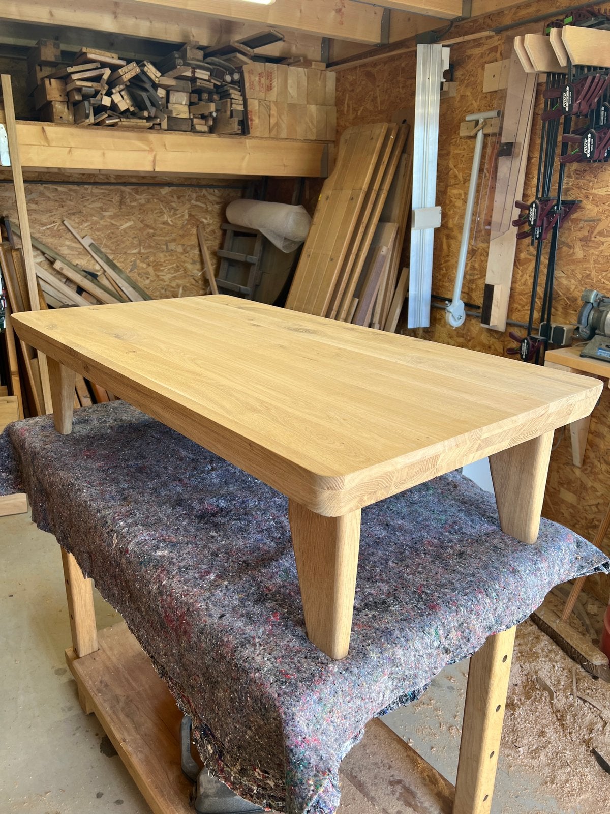 Massief eiken lage salontafel met facet, Ophalen, 100 tot 150 cm, 50 tot 100 cm, Zo goed als nieuw