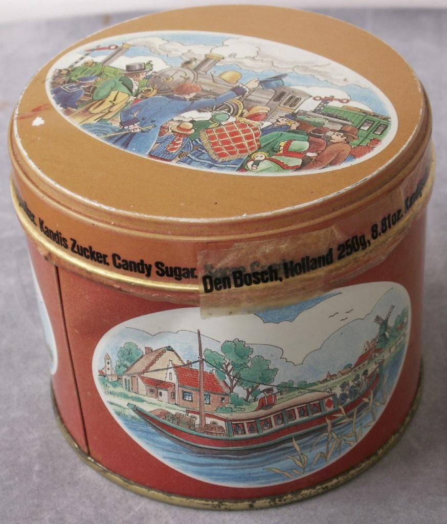 Vintage blik Argus Den Bosch kandijsuiker nog vol, Verzamelen, Blikken, Ophalen of Verzenden, Nieuw, Overige