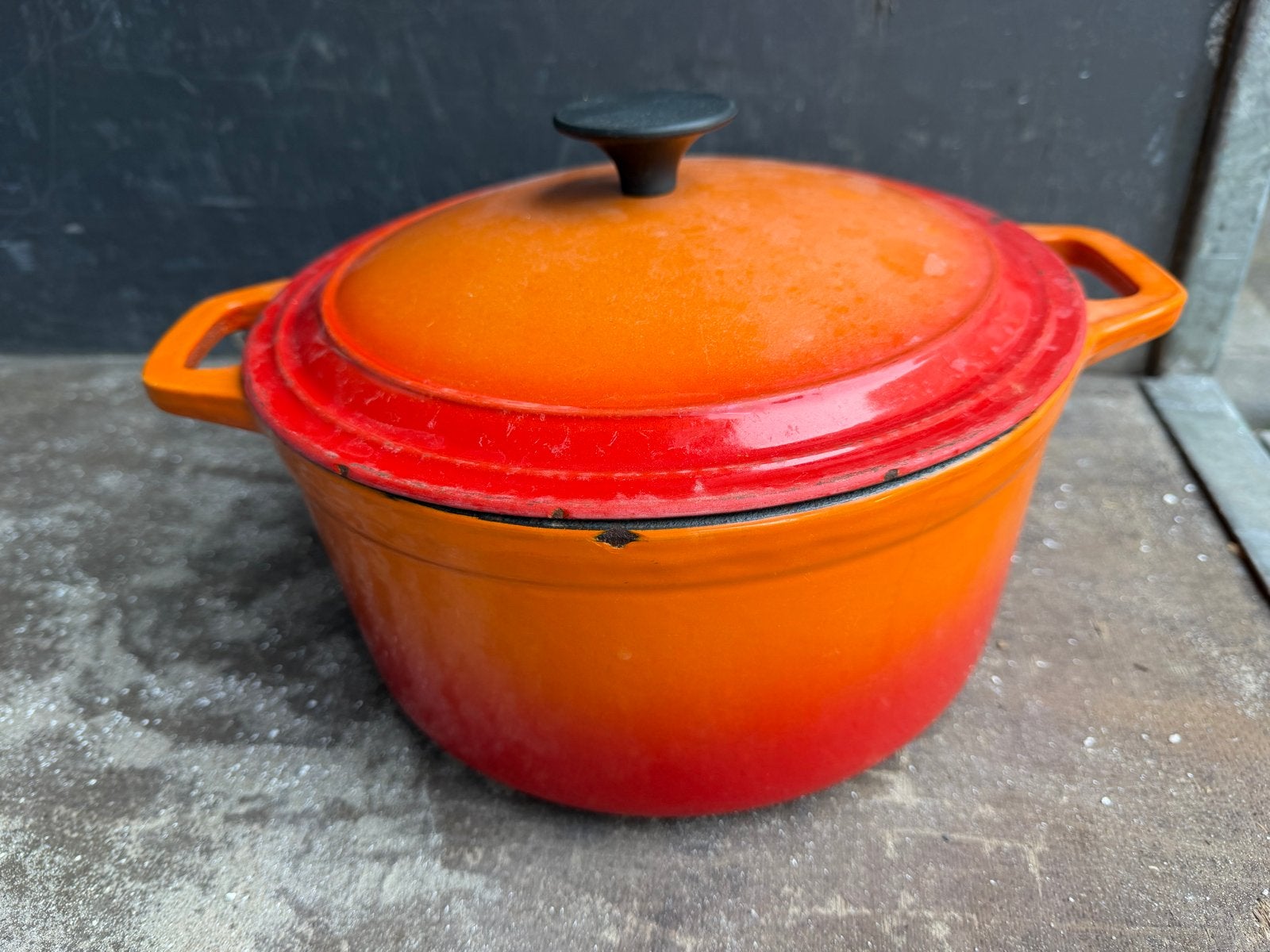 Sola geëmailleerde gietijzeren braadpan - Oranje/Rood, Ophalen of Verzenden, Metaal, Overige merken, Oranje
