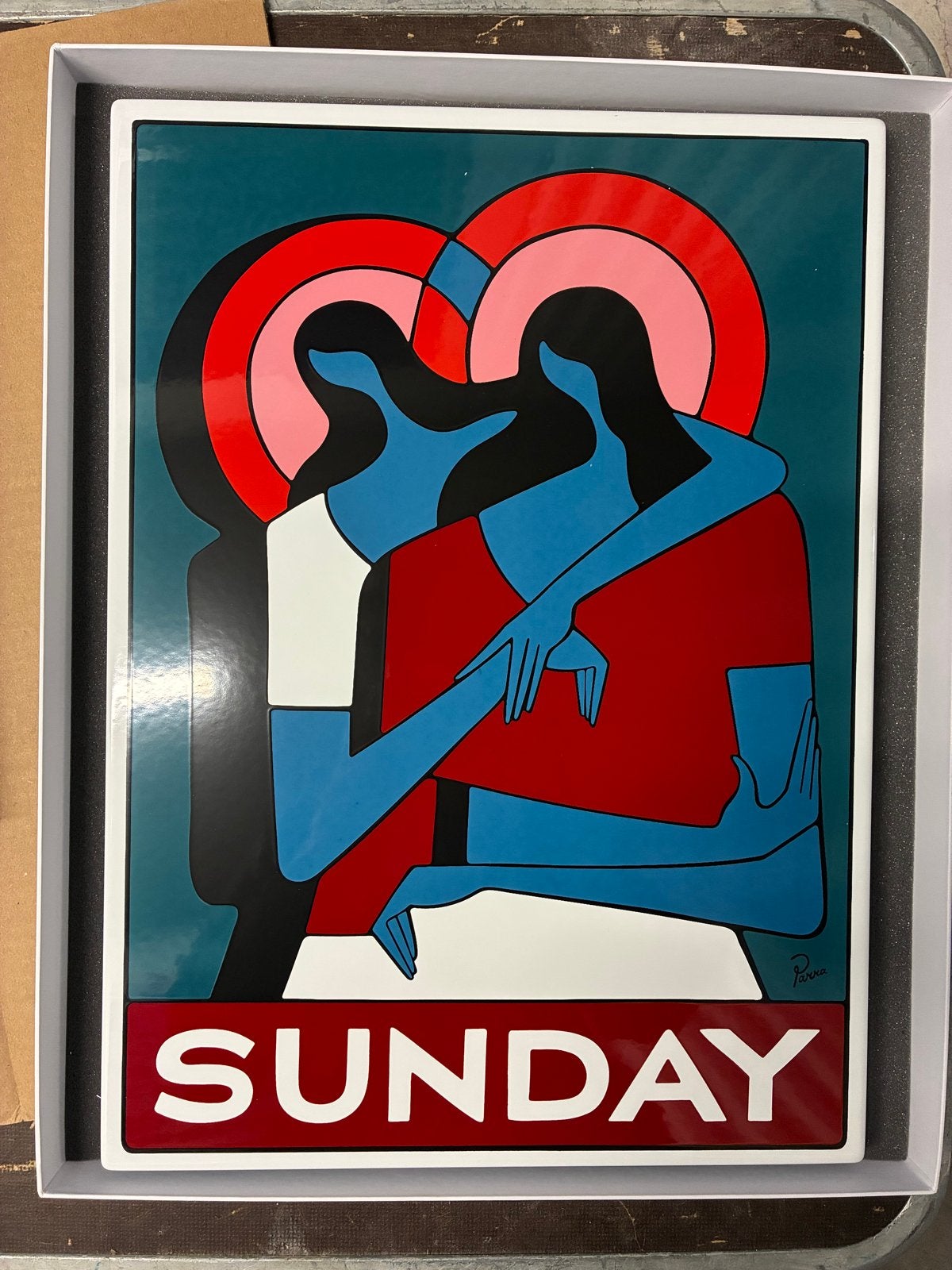 Parra - Sunday (Limited Edition Emaille Metalen Plaat), Figuren, Ophalen of Verzenden, Echtheidscertificaat, Overige technieken