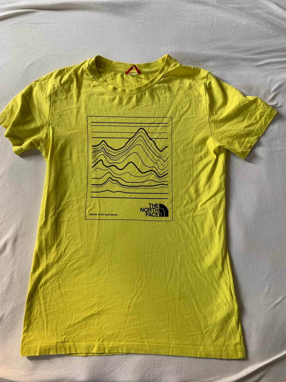 T he North Face Heren T-Shirt met Bergenprint – Limegroen, Ophalen of Verzenden, Zo goed als nieuw, Geel