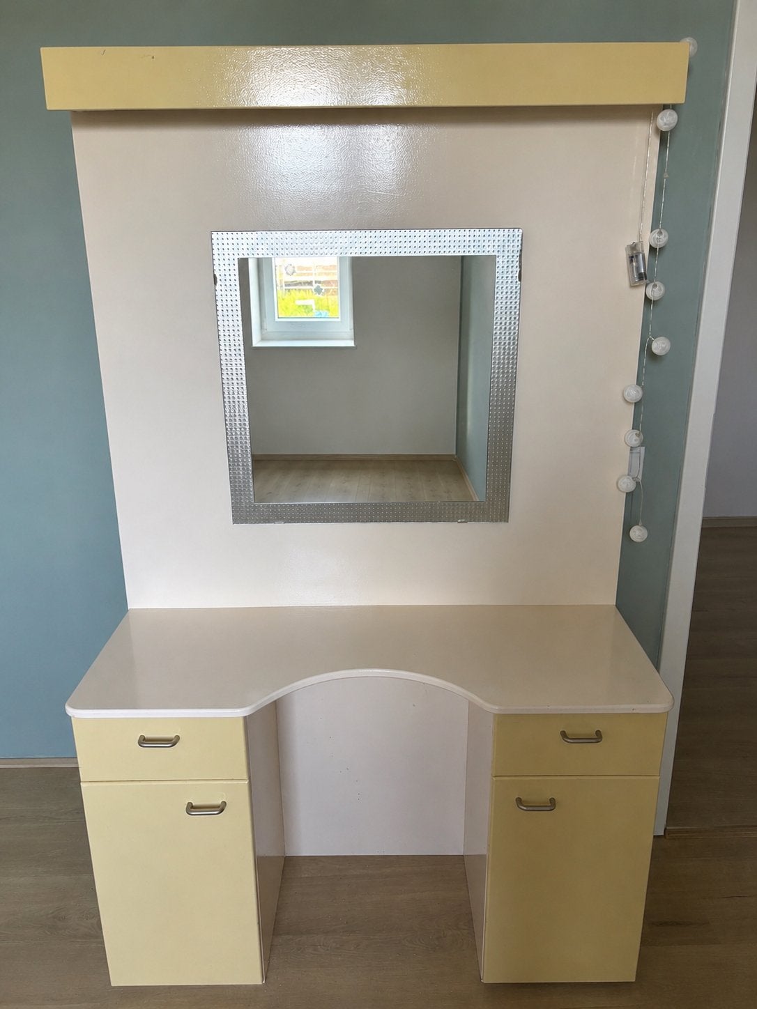 Make-up tafel met spiegel en verlichting, Ophalen, Gebruikt, 100 tot 150 cm, 150 tot 200 cm
