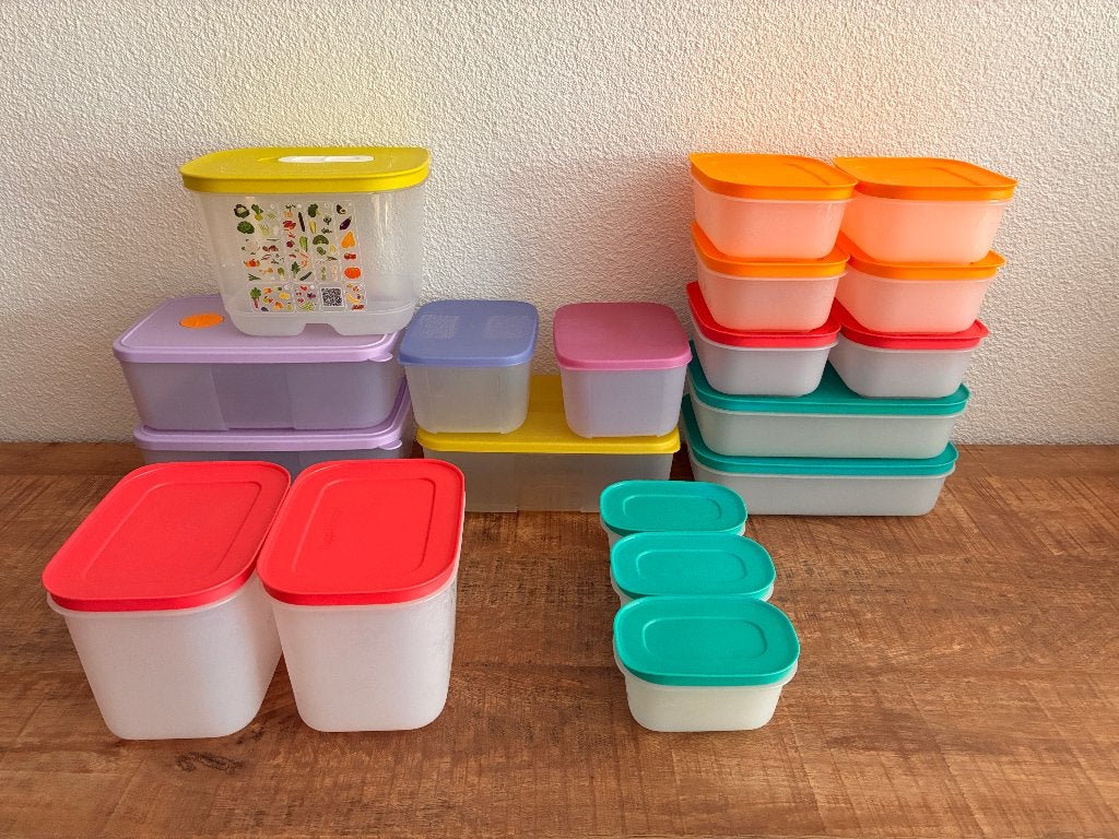 Pakket met veel Tupperware bakken. Mag ook los. Zie FOTO's., Ophalen of Verzenden, Zo goed als nieuw, Geel, Bak of Kom