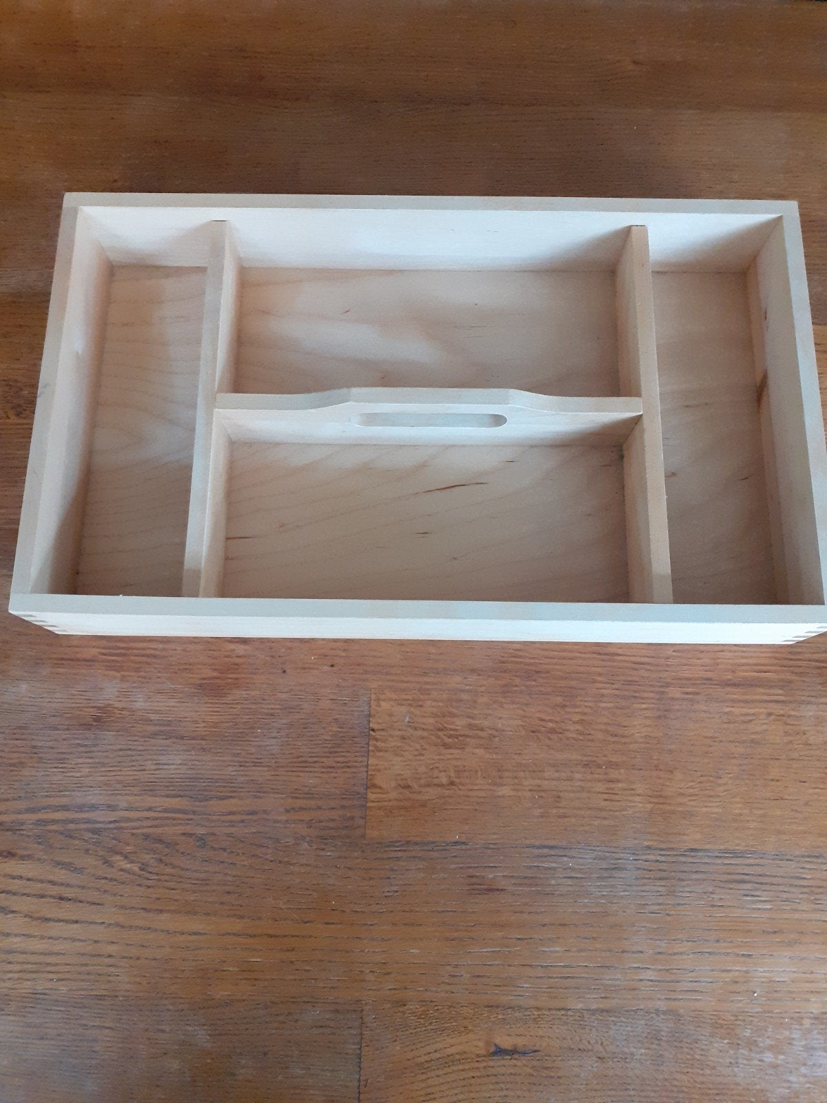 Houten opbergbak met vakken, Ophalen, Hout, Beige, Nieuw
