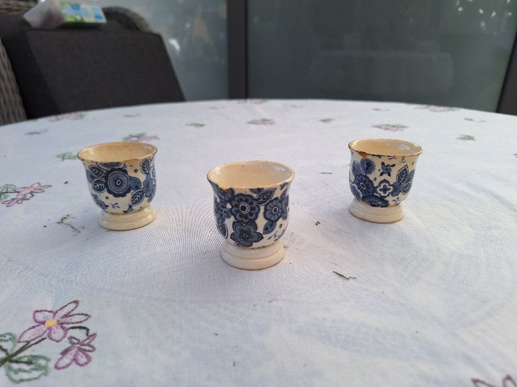 Eierdopjes Beatrix servies (3), blauw, Ophalen of Verzenden
