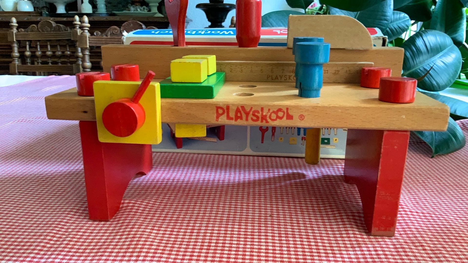 Vintage Playskool kleine houten werkbank voor 3 - 6 jaar, Ophalen of Verzenden, Zo goed als nieuw