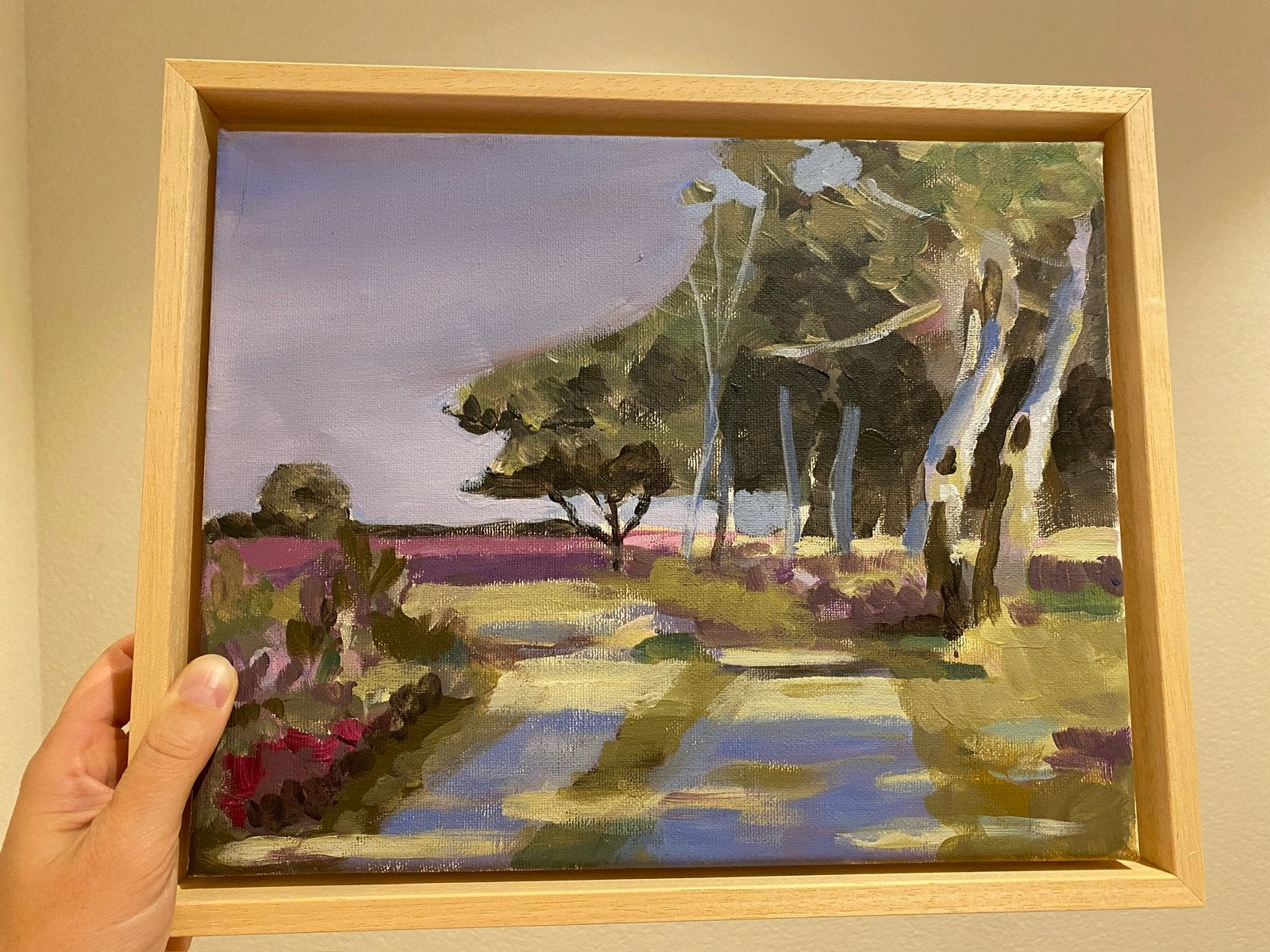 Origineel schilderij in baklijst, Antiek en Kunst, Ophalen of Verzenden