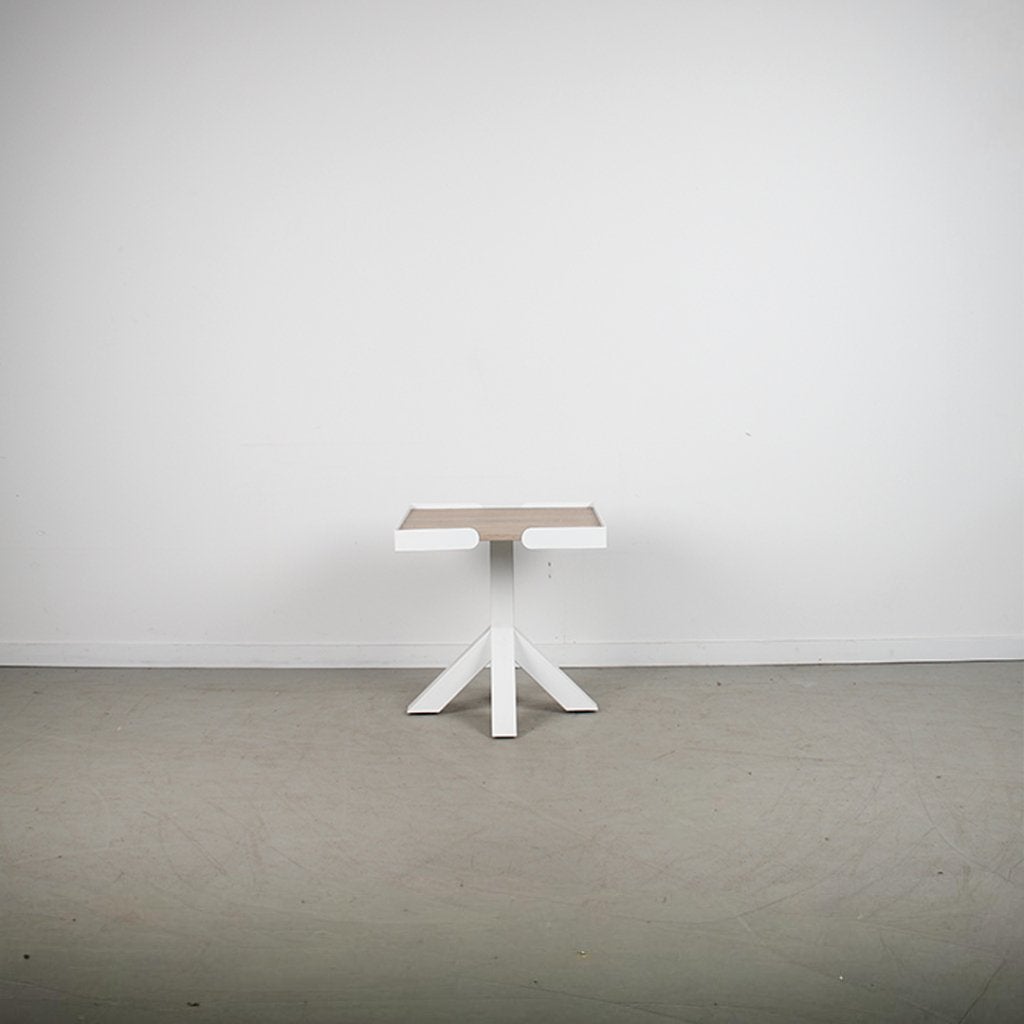 1x Gispen Dukdalf Tafel – Vierkant Wit met Hout inleg 50 cm, Huis en Inrichting, Minder dan 55 cm, Ophalen of Verzenden, Zo goed als nieuw