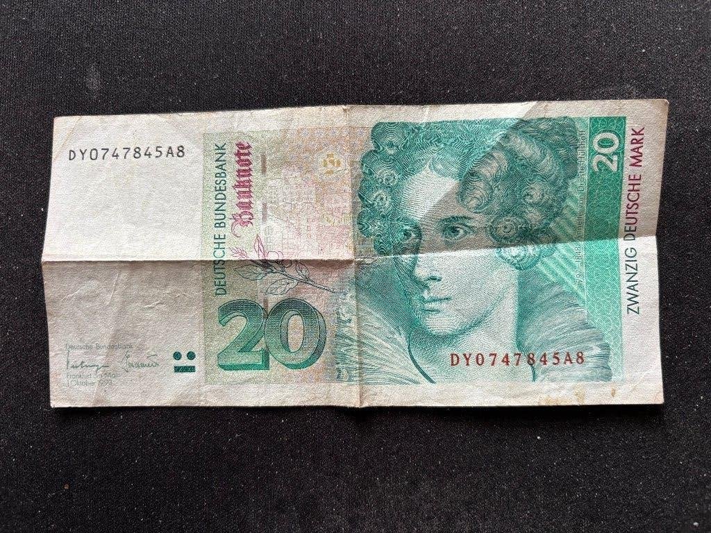 Duits Bankbiljet 20 Deutsche Mark 1993., Verzenden, Duitsland, Los biljet