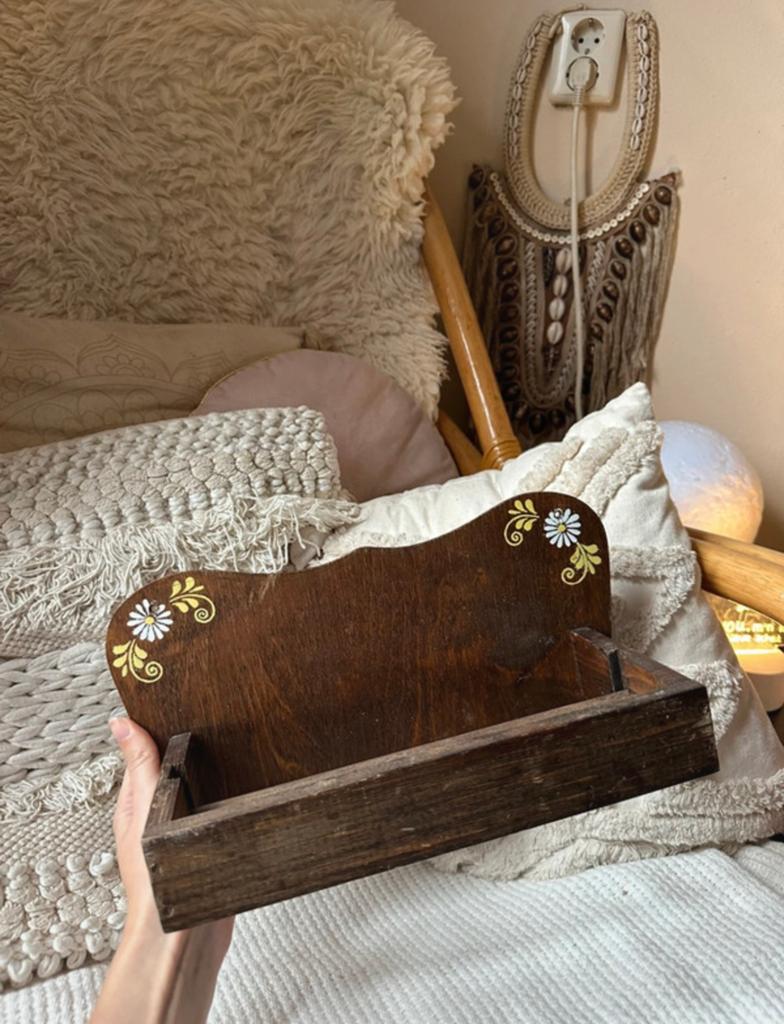 Houten keukenrolhouder met beschilderingen - vintage item, Ophalen of Verzenden, Gebruikt