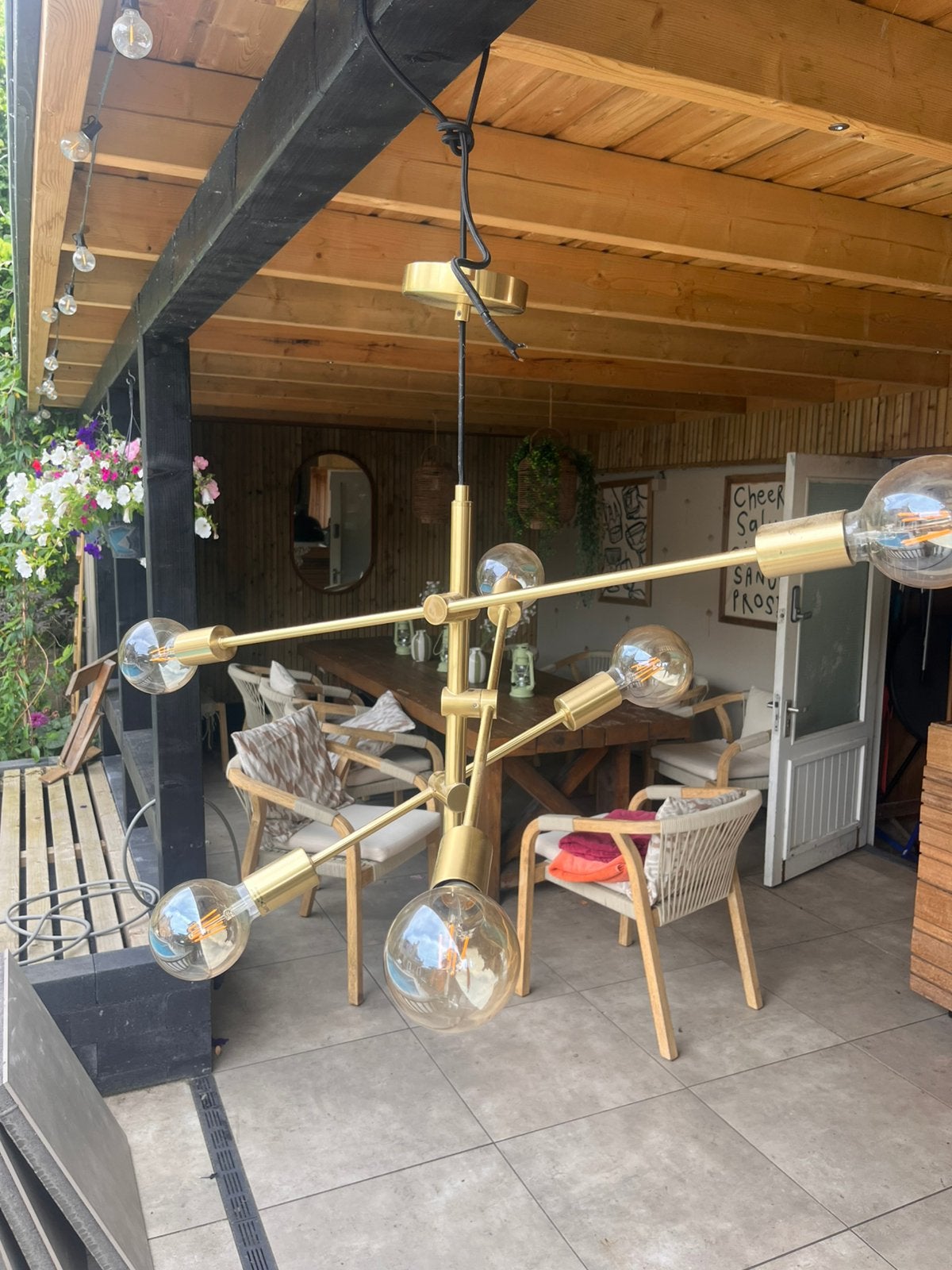 Hanglamp goud, Huis en Inrichting, Lampen | Hanglampen, Ophalen, Zo goed als nieuw, Minder dan 50 cm