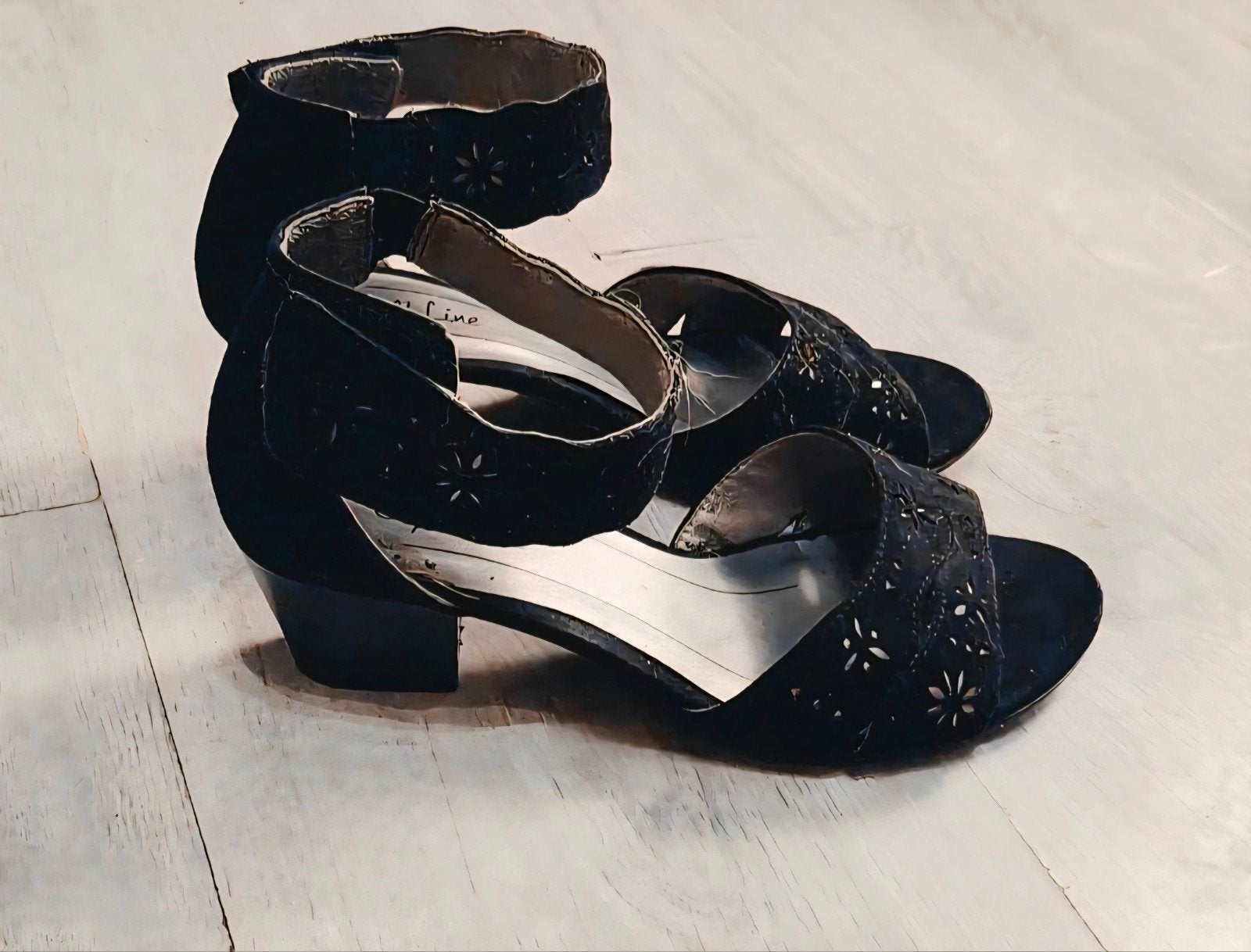 Als Nieuwe Zwarte Soft Line hakken sandalen met een hakje 38, Zwart, Zo goed als nieuw, Soft Line, Sandalen of Muiltjes