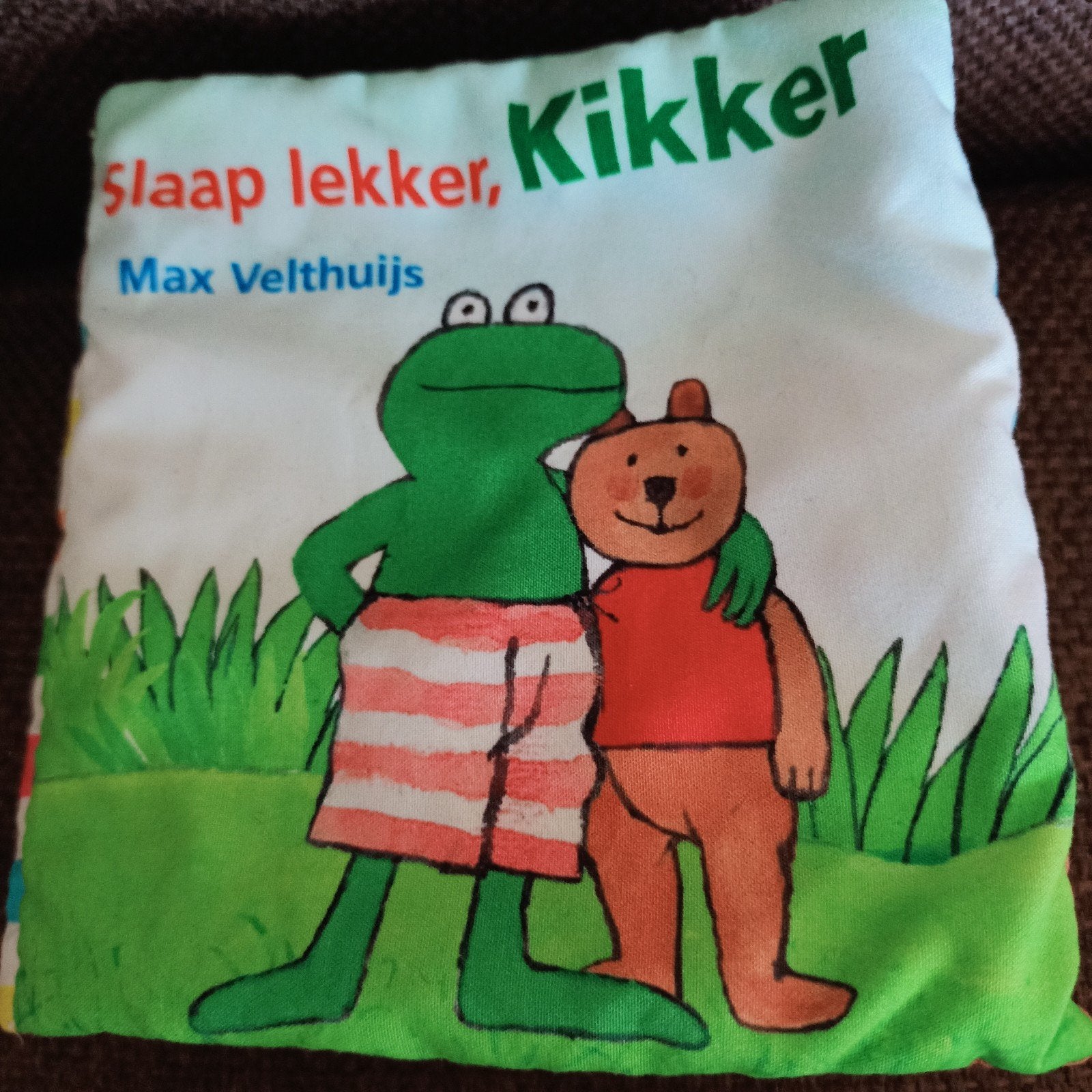 Slaap lekker kikker, stoffen baby boekje, max velthuijs., Ophalen of Verzenden, Zo goed als nieuw, Max Velthuijs, 6 tot 12 maanden