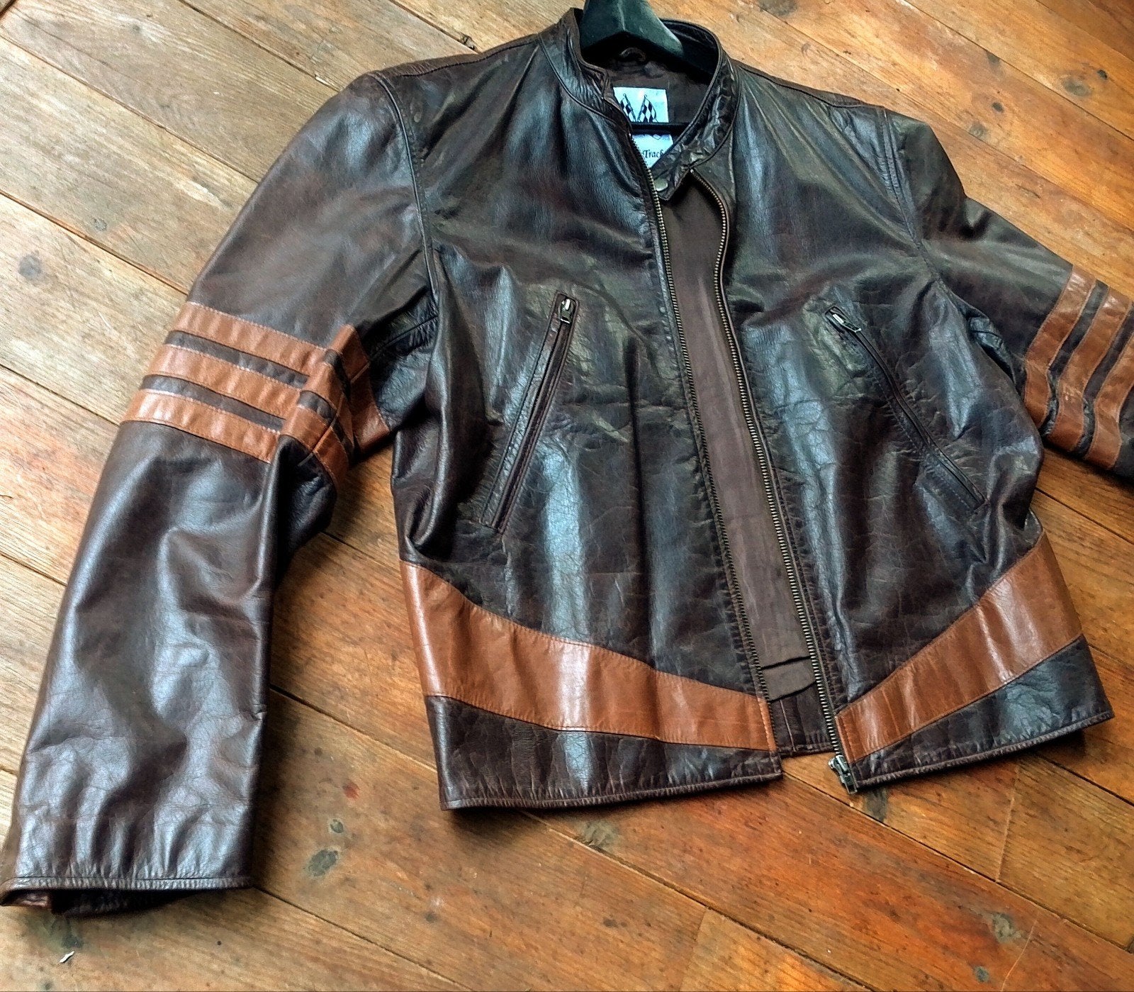 Supergaaf vintage "Wolverine" leren biker jack!, Bruin, Maat 56/58 (XL), Fasttrack, Ophalen of Verzenden