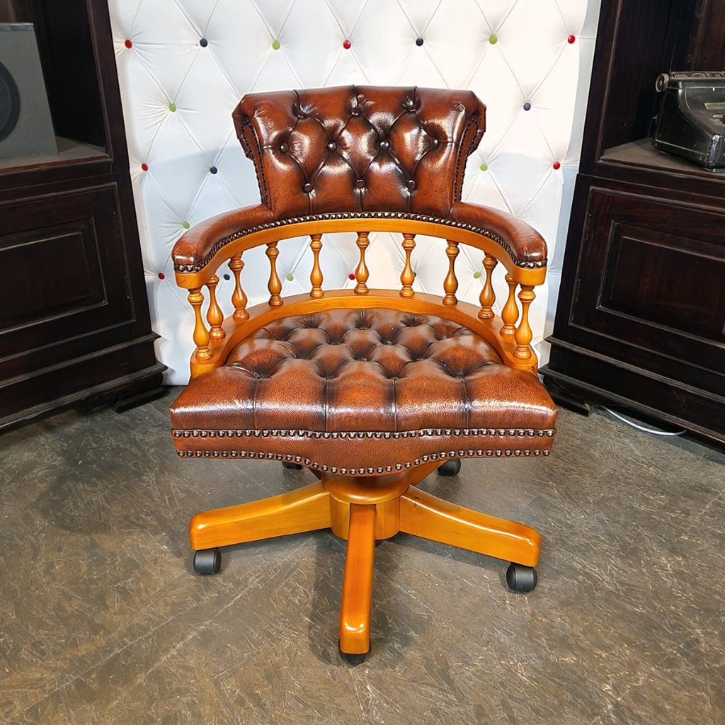 Chesterfield Captain bureaustoel bruin - Leer // NIEUW!, Ophalen, Nieuw, Bruin, Bureaustoel