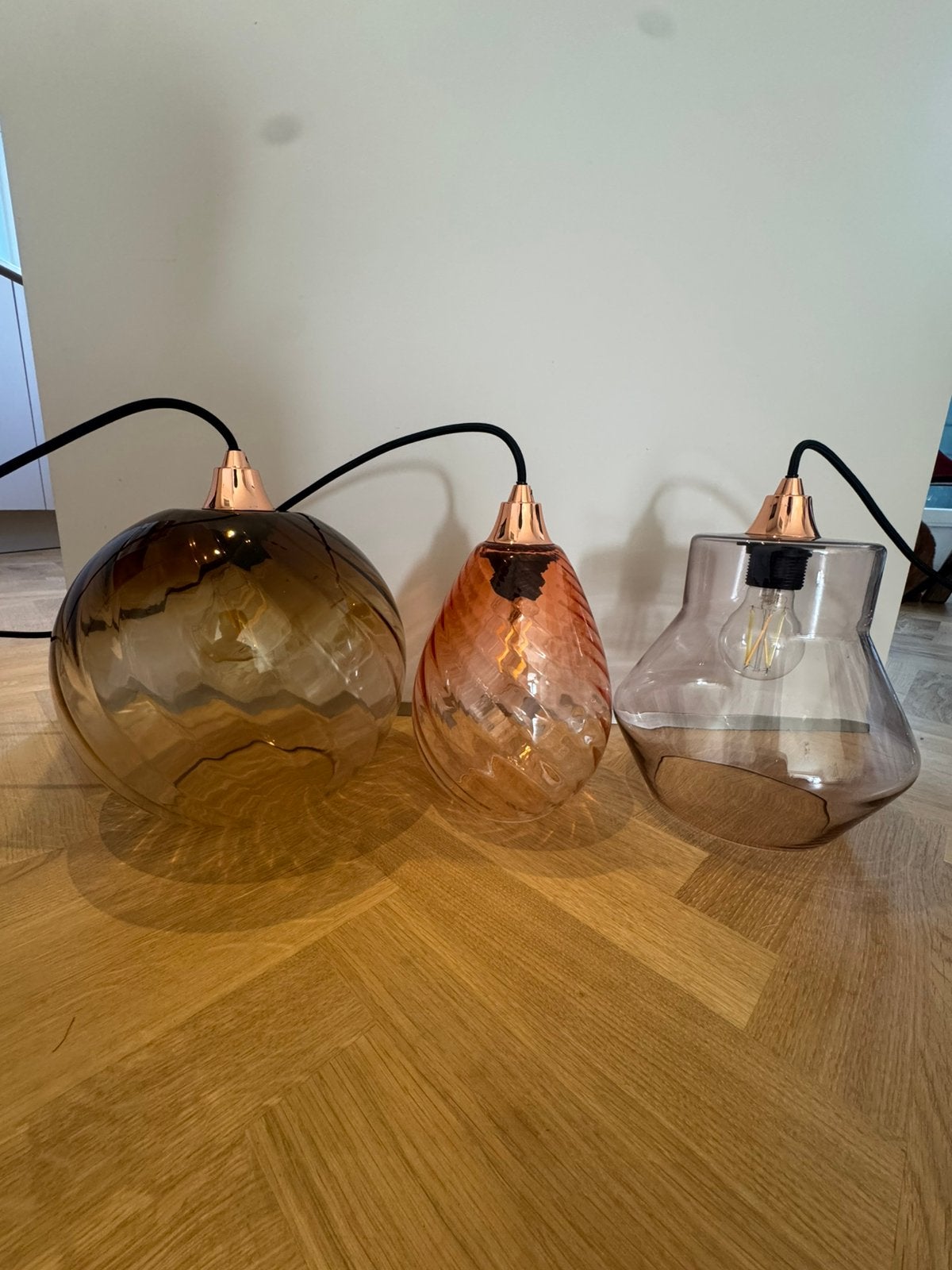 Set van 3 Made hanglampen, Ophalen of Verzenden, Zo goed als nieuw, Glas