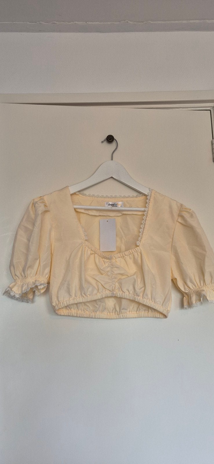Dirndl blouse beige/champagne met kant, maat M, Kleding | Dames, Ophalen of Verzenden, Nieuw, Maat 38/40 (M), Beige