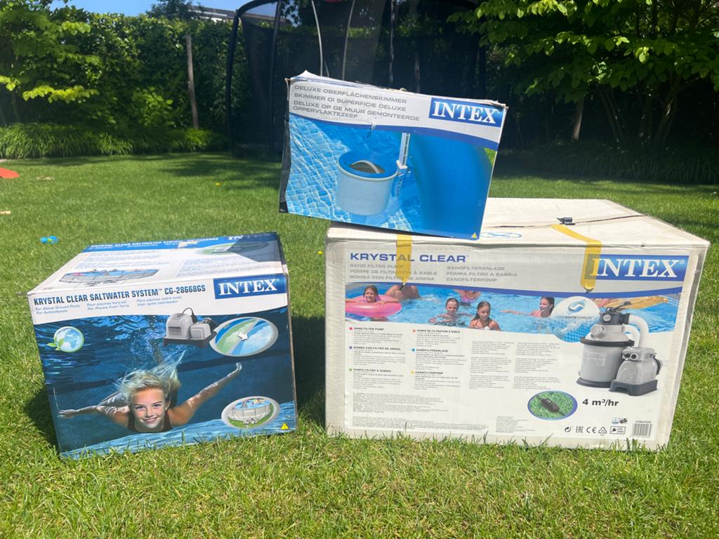 INTEX zandfilterpomp + zoutwatersysteem + oppervlakte zeef, Tuin en Terras, Ophalen of Verzenden, Gebruikt, Overige typen, Minder dan 80 cm