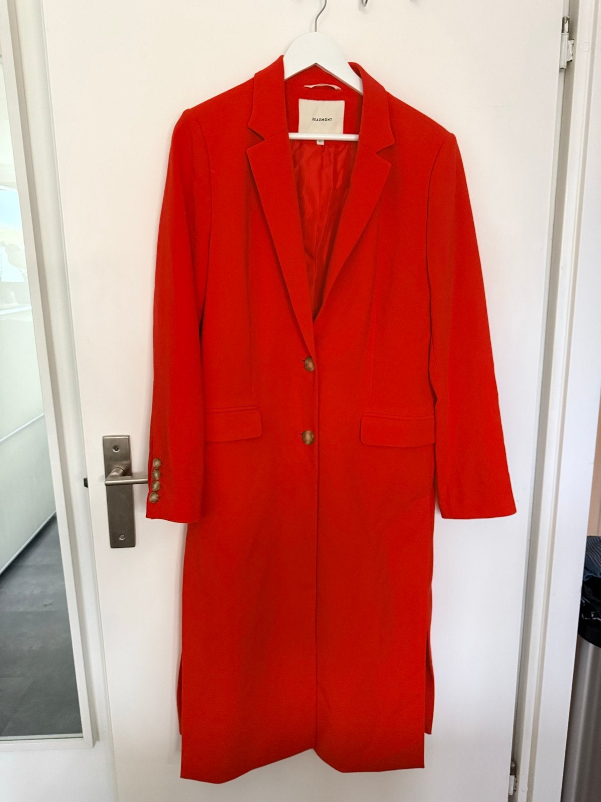 Beaumont Amsterdam Lange Blazer/Jas - Oranje/rood, Kleding | Dames, Jassen | Winter, Ophalen of Verzenden, Zo goed als nieuw, Maat 42/44 (L)