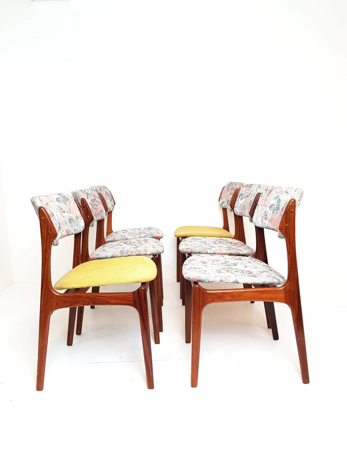 6 Erik Buch model 49 stoelen | palissander teak, Huis en Inrichting, Overige kleuren, Nieuw, Ophalen of Verzenden, Stof