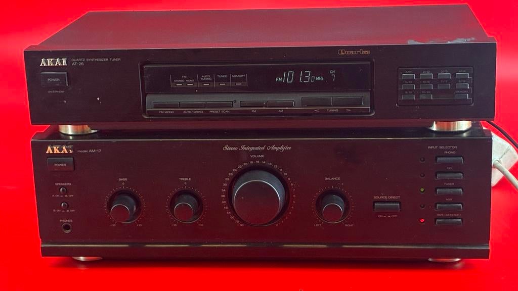 Akai AM-17 en AT-26 - vintage stereo set - SERVICED, Gebruikt, Tuner of Radio, Akai, Losse componenten
