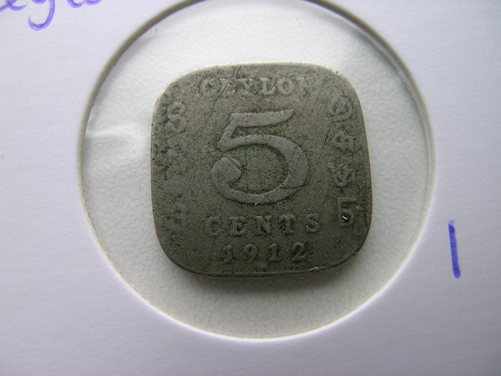 5 Cents 1912 Ceylon, Postzegels en Munten, Munten | Azië, Ophalen of Verzenden, Zuid-Azië, Losse munt