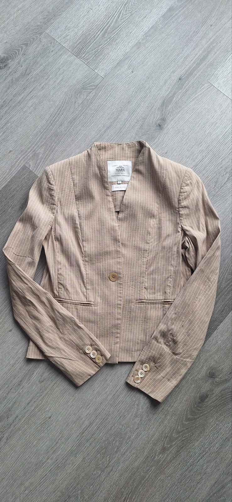 Mark van der Dutch Brand gestreept jasje/colbertje maat 38, Maat 38/40 (M), Beige, Mark van der Dutch Brand, Ophalen of Verzenden