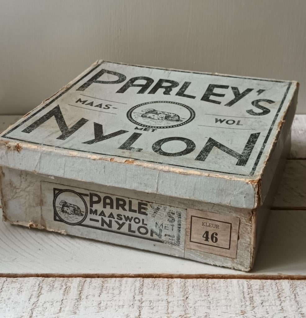 Vintage Parley's Maaswol met Nylon Garen Box, Ophalen of Verzenden, Gebruikt, Garen of Naald(en)