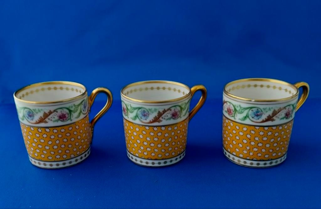 Set van 3 antieke porseleinen kopjes, Ginori Italië, Ophalen of Verzenden