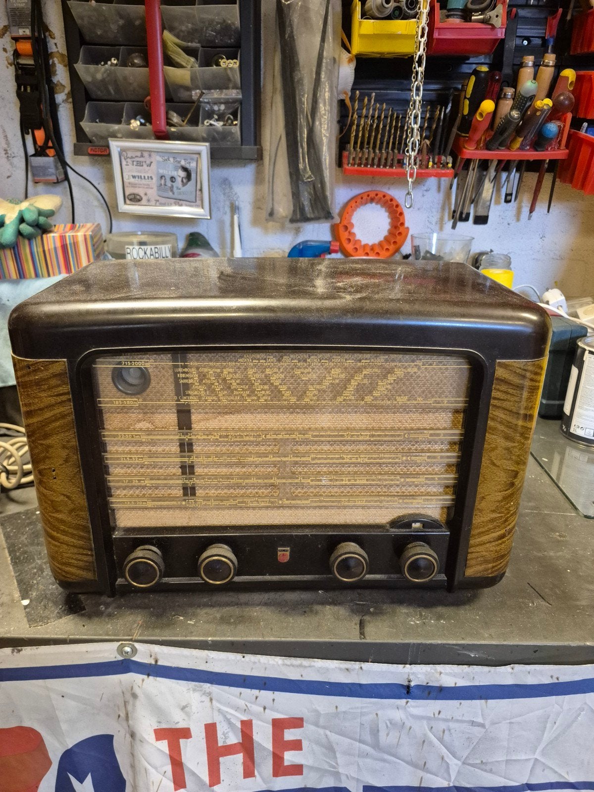 Vintage Philips Radio Jaren '50/'60 - Decoratief Object, Ophalen, Niet werkend, Radio