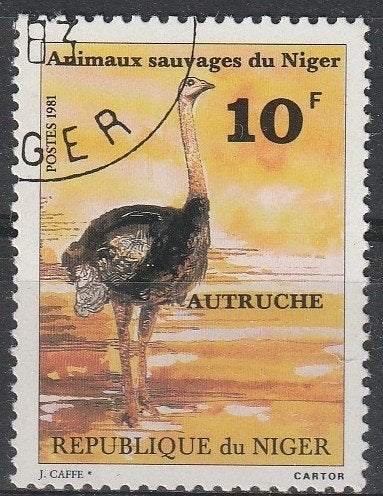 3907. Niger 736 gest. Struisvogel, Verzenden, Overige landen, Gestempeld