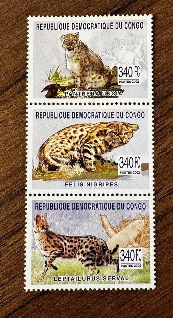 Congo 2002 Wilde Katten Postfris dieren katachtigen, Ophalen of Verzenden, Overige landen, Postfris