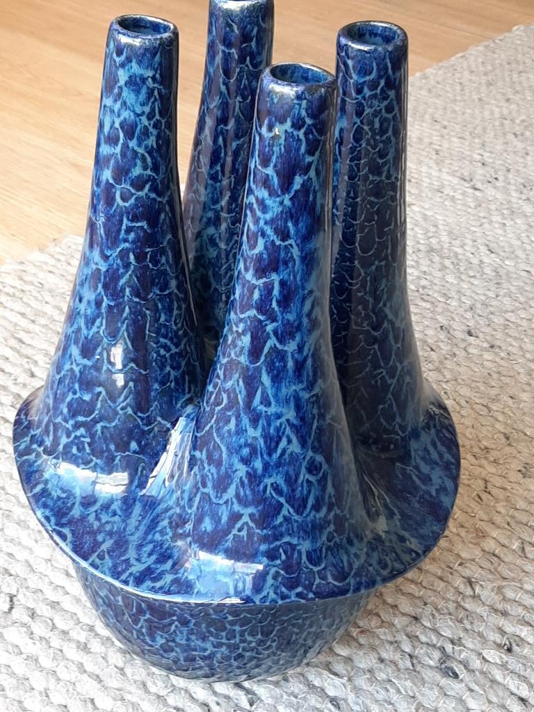 vaas, Ophalen, Blauw, Aardewerk of Porselein, Nieuw