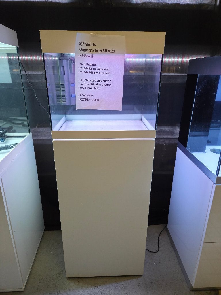 Oase styline 85 met kast wit compleet, Ophalen, Gebruikt, Leeg aquarium, .