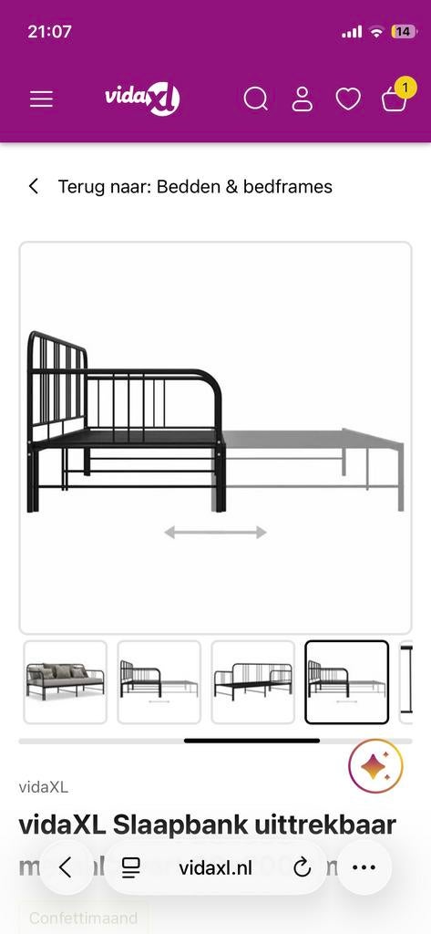 Nieuw uitschuifbaar bed - VidaXL slaapbank uittrekbaar, Verstelbaar, 90 cm, Eenpersoons, Zwart
