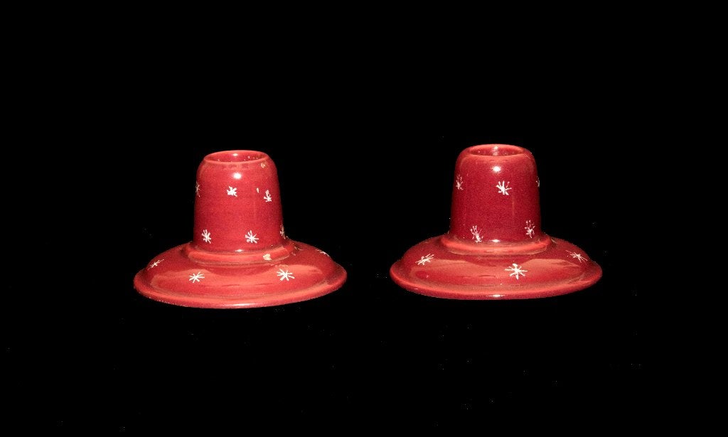 Zenith Gouda, paar vintage Kerstkandelaars – Jaren '50/'60, Ophalen of Verzenden
