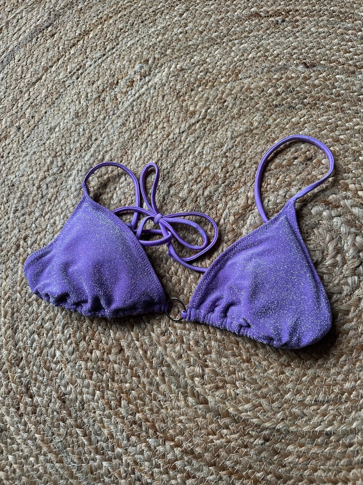 Paarse glitter triangel bikinitop van H&M - maat M, Ophalen of Verzenden, Zo goed als nieuw, Roze, Bikini