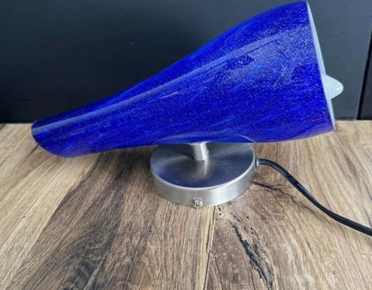 Blauwe wandlamp/spot met glazen kap, Ophalen of Verzenden, Zo goed als nieuw, Glas