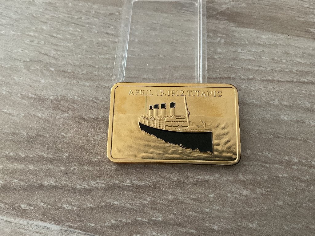 Titanic gouden plaatje, Verzamelen, Ophalen, Foto of Kaart