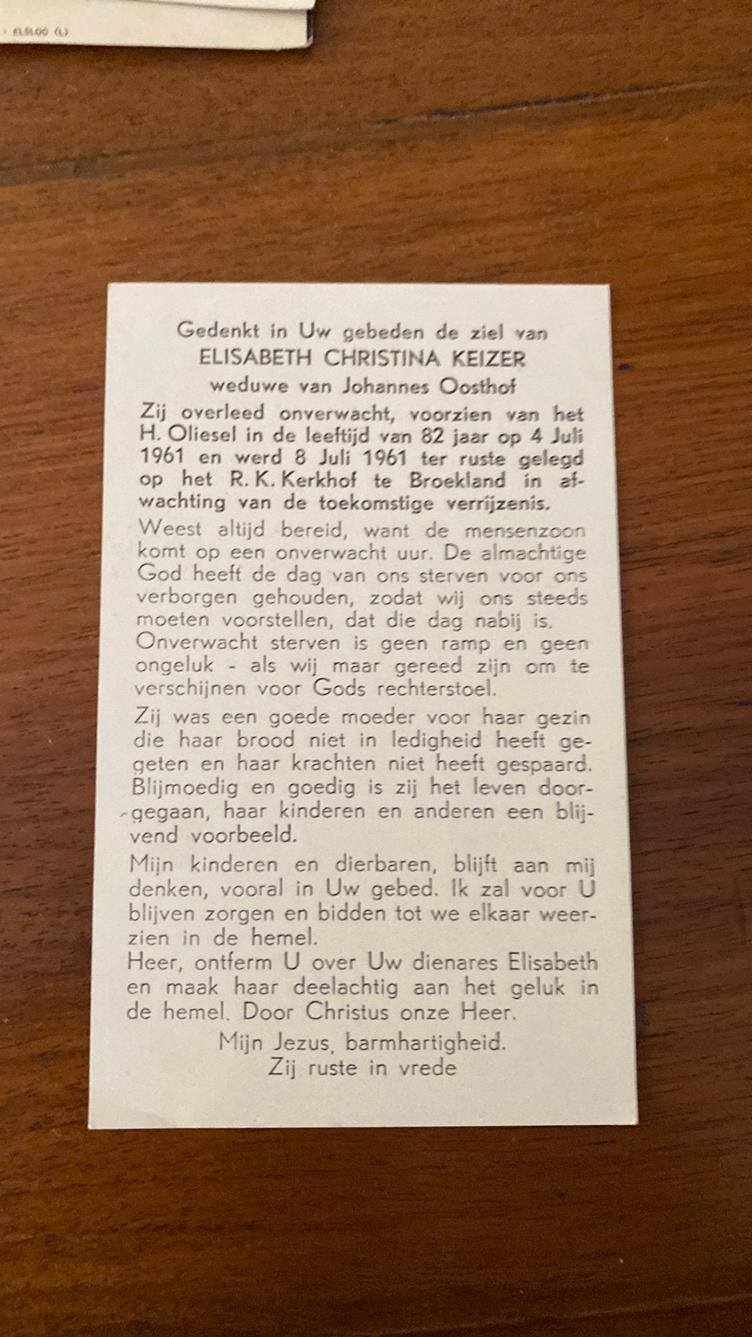 EC Oosthof - Keizer 1879 1961 Broekland, Ophalen of Verzenden