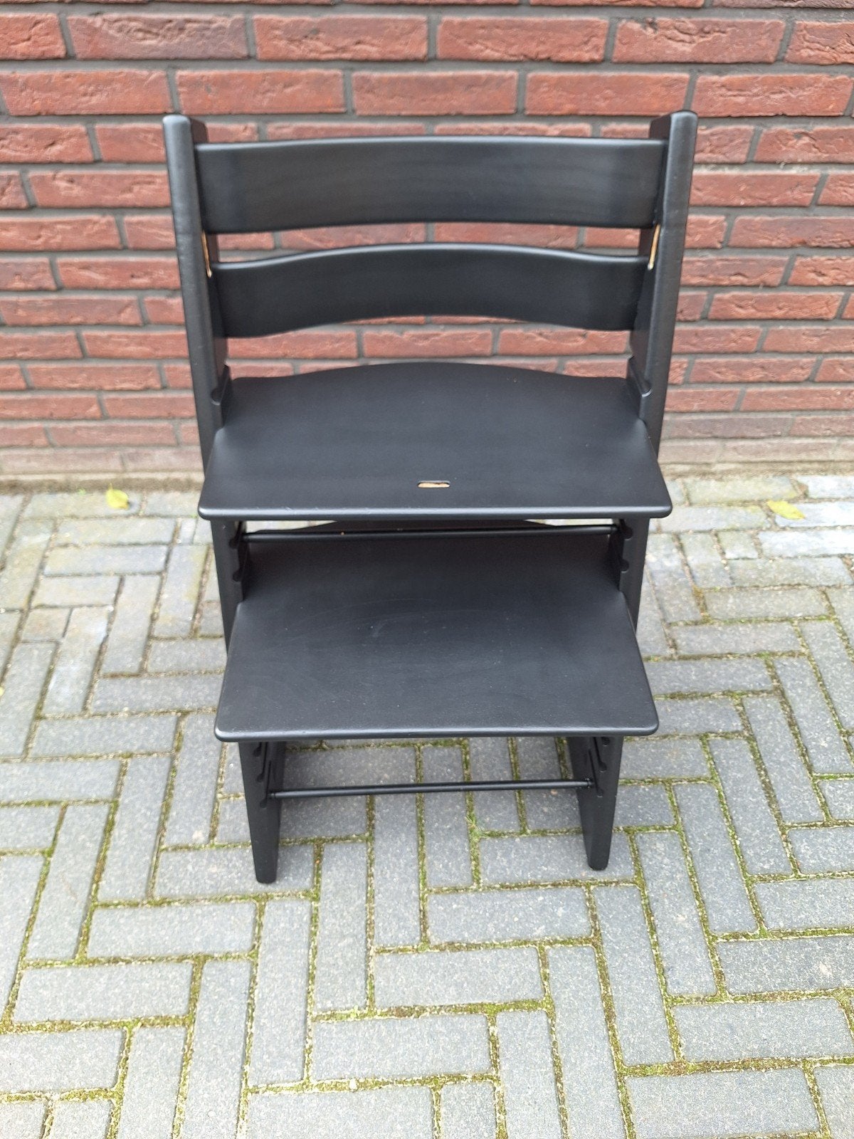 Zeer mooie Stokke Tripp Trapp meegroeistoel zwart, Ophalen, Zo goed als nieuw, Meegroeistoel
