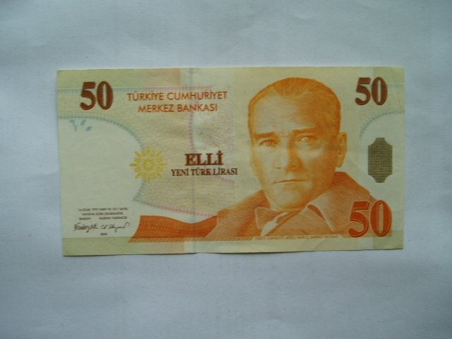 1750. Turkije, 50 yeni lirasi 1970(2005) Atatürk., Verzenden, Midden-Oosten, Los biljet