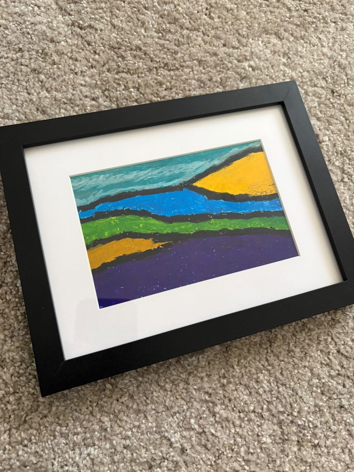 Origineel Oil Pastel Kunstwerk - Abstract Landschap, Ophalen of Verzenden
